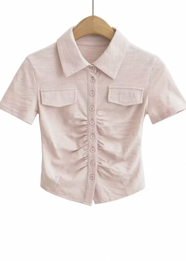 Short Sleeve Turn Down Collar T-shirt