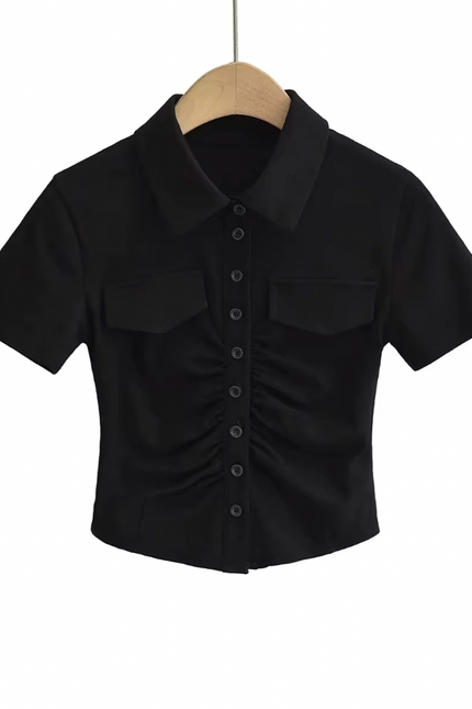 Short Sleeve Turn Down Collar T-shirt