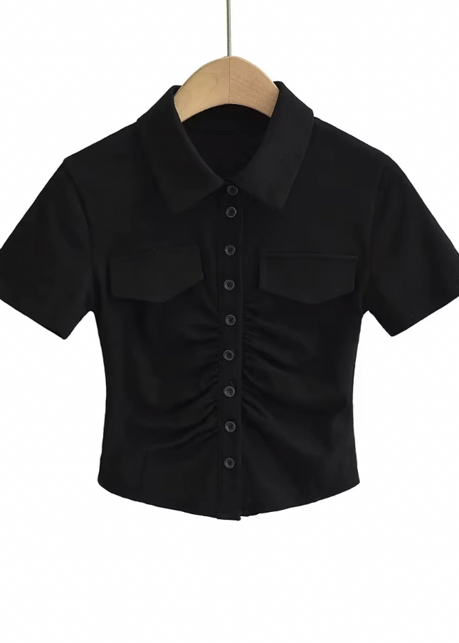 Short Sleeve Turn Down Collar T-shirt