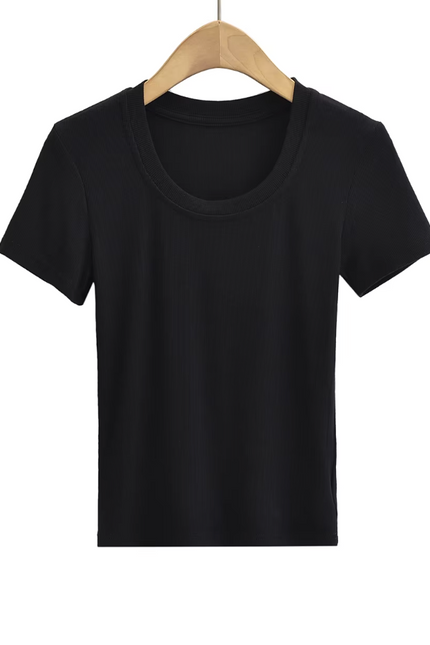 Crew Neck Short Sleeve Solid  T-shirt
