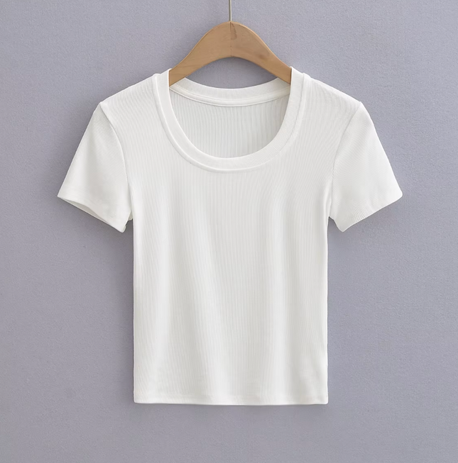 Crew Neck Short Sleeve Solid  T-shirt