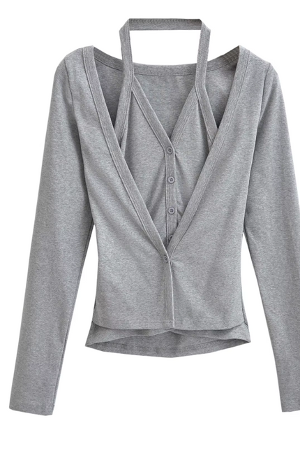 Buttons up Long Sleeve Casual T-Shirt