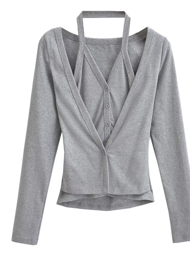 Buttons up Long Sleeve Casual T-Shirt