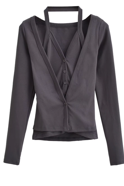 Buttons up Long Sleeve Casual T-Shirt