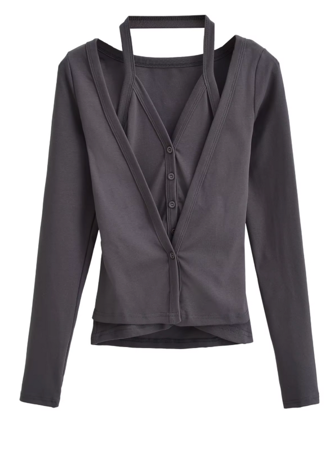 Buttons up Long Sleeve Casual T-Shirt