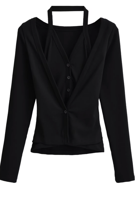 Buttons up Long Sleeve Casual T-Shirt