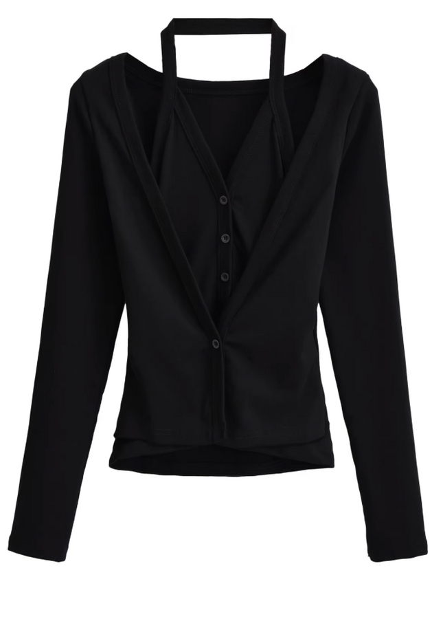 Buttons up Long Sleeve Casual T-Shirt