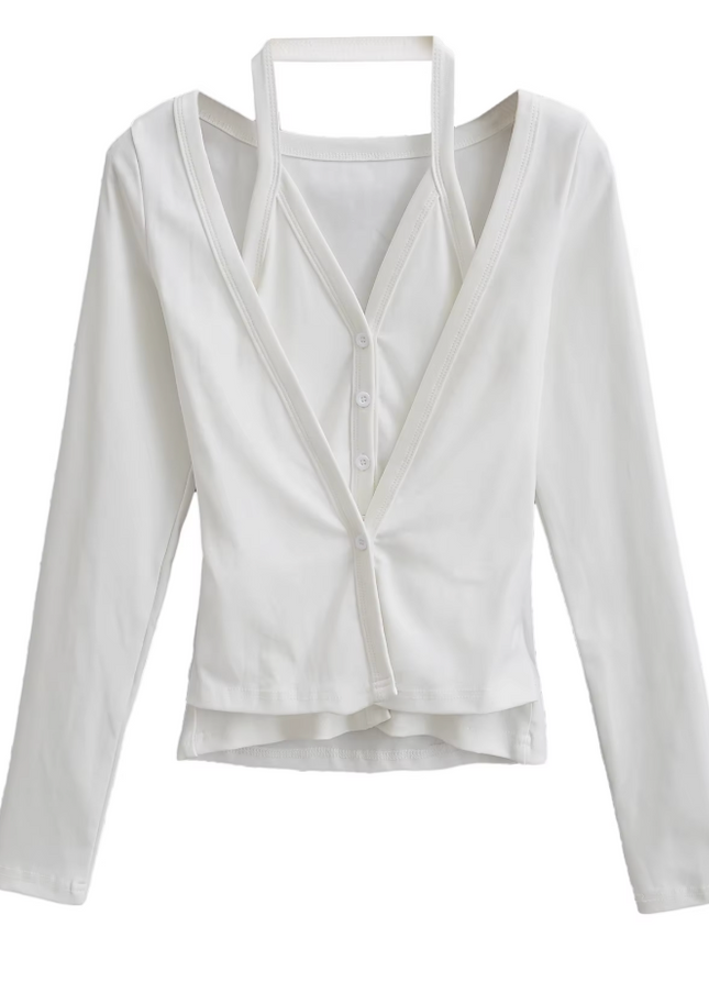Buttons up Long Sleeve Casual T-Shirt