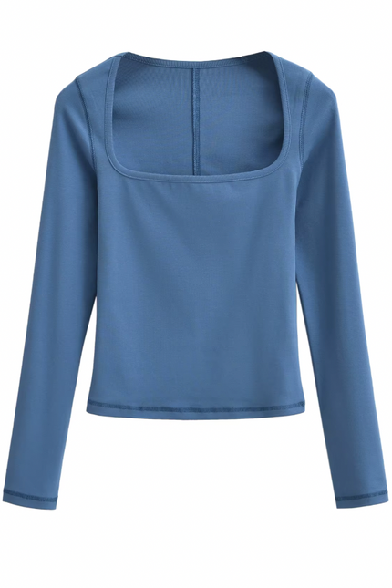 Square Collar Long Sleeve T-Shirt