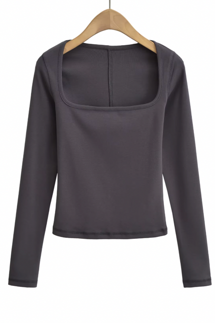 Square Collar Long Sleeve T-Shirt