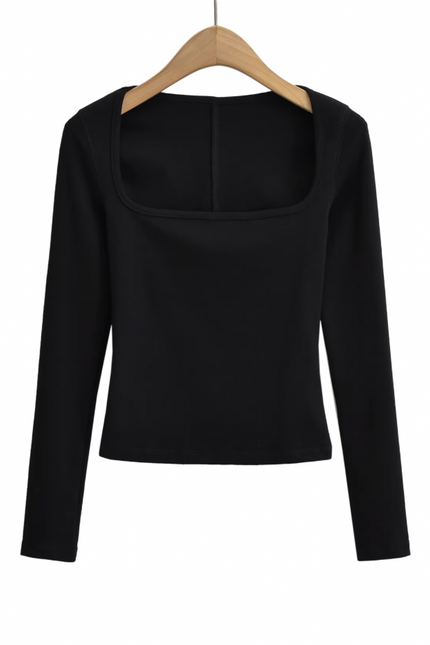 Square Collar Long Sleeve T-Shirt