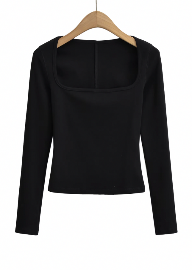 Square Collar Long Sleeve T-Shirt