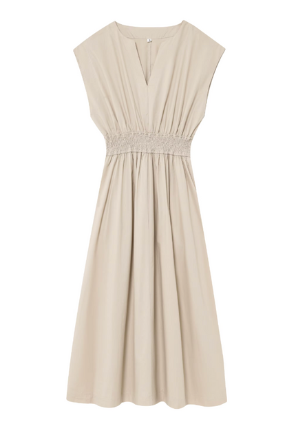 Elastic Waist Casual Long Dress
