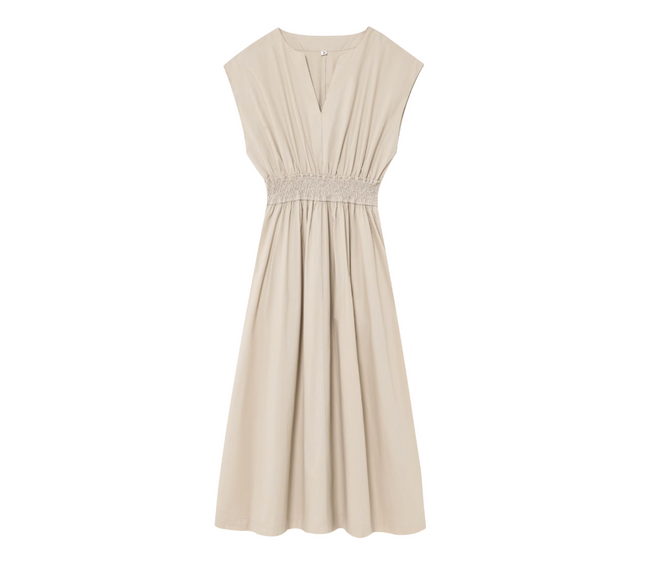 Elastic Waist Casual Long Dress