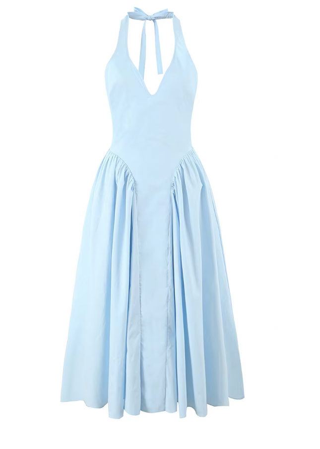 Sleeveless Casual Cotton Halter Dress