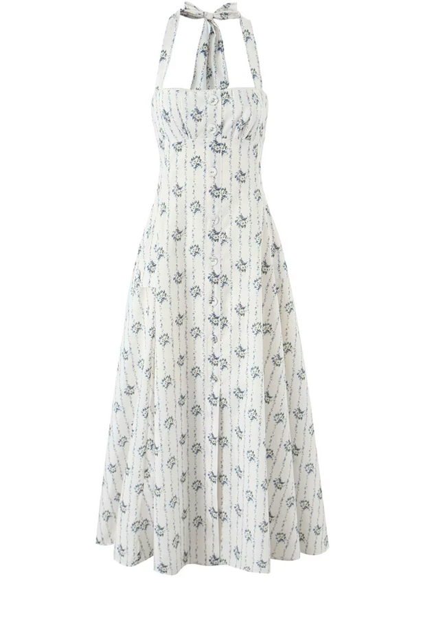 Sleeveless Summer Long Halter Dress