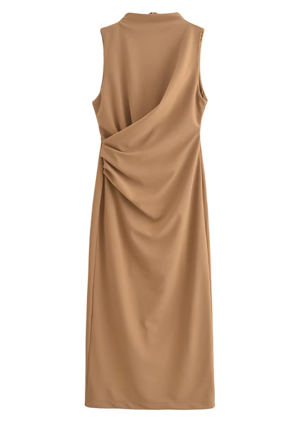 Pleated Sleeveless Long Dress