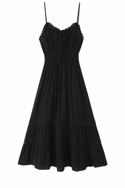 Spaghetti Strap Front Lace Long Dress