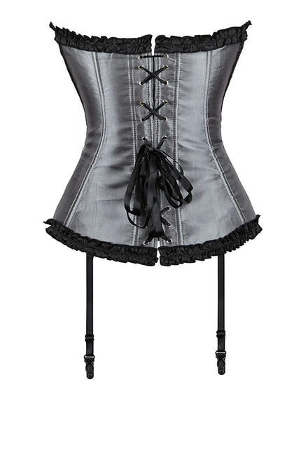 Women Overbust Corset Floral Lace Corset Gray Body Shapewear Waist Bustier Top