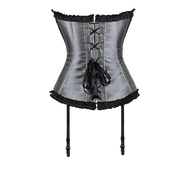 Women Overbust Corset Floral Lace Corset Gray Body Shapewear Waist Bustier Top