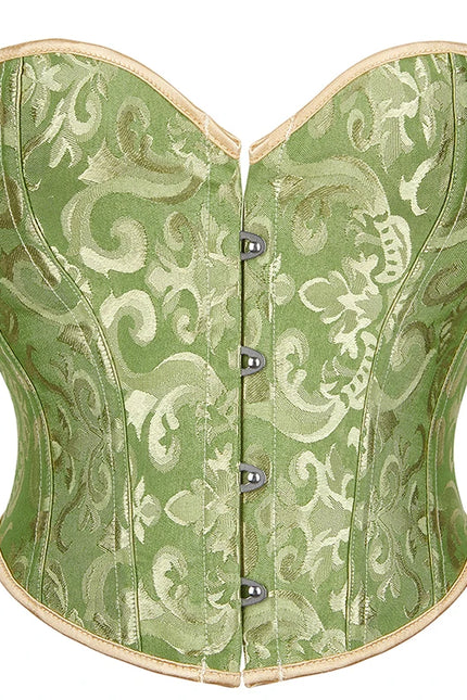 4 Busk Short Torso Overbust Corset Women Floral Jacquard Waist Bustier Crop Top Plus Size