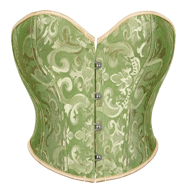 4 Busk Short Torso Overbust Corset Women Floral Jacquard Waist Bustier Crop Top Plus Size