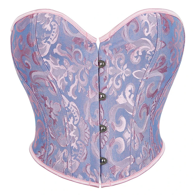 Short Style Overbust Corset Vintage Jacquard Waist Trainer Bustier Top