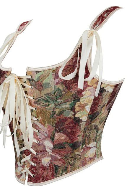 S-xxl printed bandage corsets front renaissance vintage corset for women with lace-up vest boneless