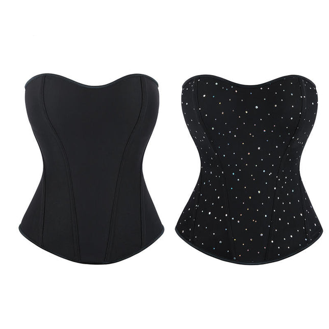 Sexy Push Up Women's Fashion Plus Size Corset Overbust Bustier Zipper Costume Rhinestone Corselet Grosets