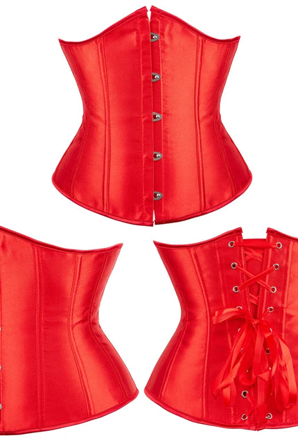 Underbust Corset Satin White Black Red Blue Pink Apricot Purple Brown Waist Bustier Bauques Plus Size Burlesque Corselet