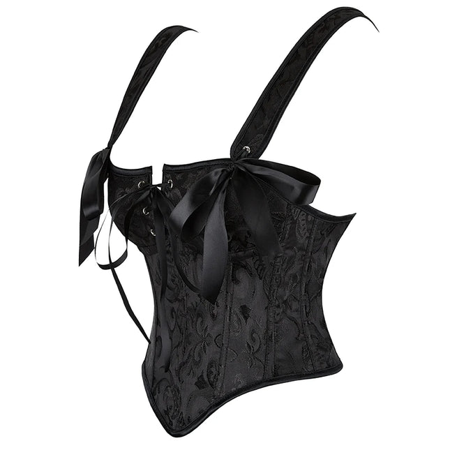 Black Corset Bar Bustier Tank Top Camisole Waist Cincher Summer Shaper Costume