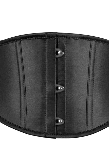 3 Busks Short Style Underbust Corset Satin Brown Wide Straps Waistband Waist Trainer