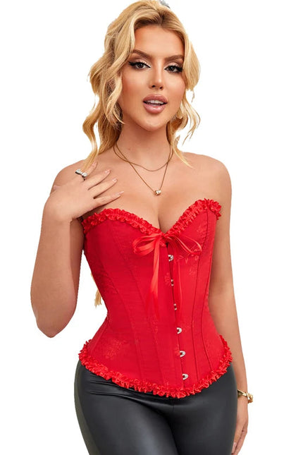 Navy Blue Black Red White Women Lace Gorset Bodycon Lingerie Printed Lace Boned Victorian Corset Tops