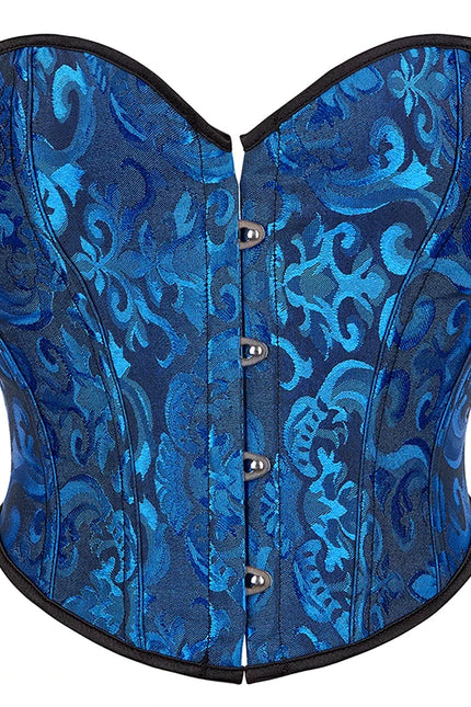 4 Busk Short Torso Overbust Corset Women Floral Jacquard Waist Bustier Crop Top Plus Size