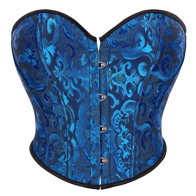 4 Busk Short Torso Overbust Corset Women Floral Jacquard Waist Bustier Crop Top Plus Size
