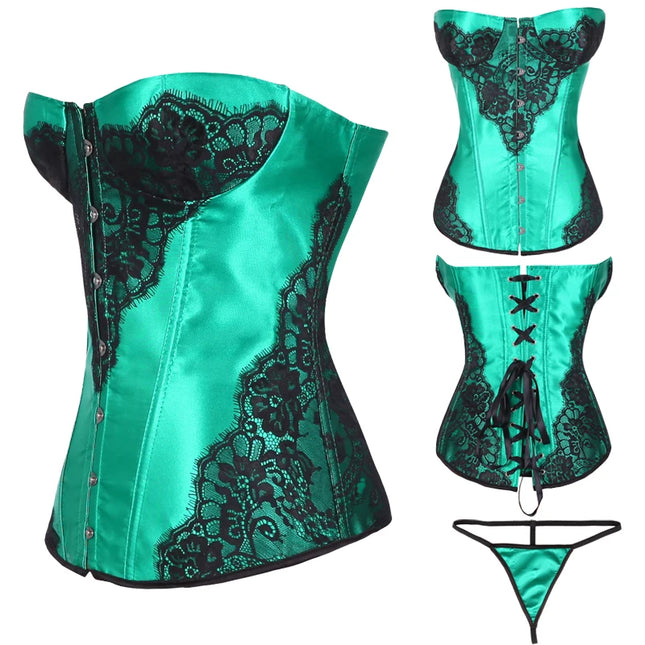 Women Corset Floral Printed Gray Red Purple Green Corset Shapewear Waist Bustier Cincher Top Underwear Corselet