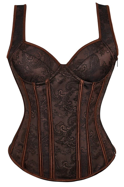 Bustier Top Vest Shaper Overbust Corset Embroidery Flower Burlesque Lingerie Gothic Clothing Corsage