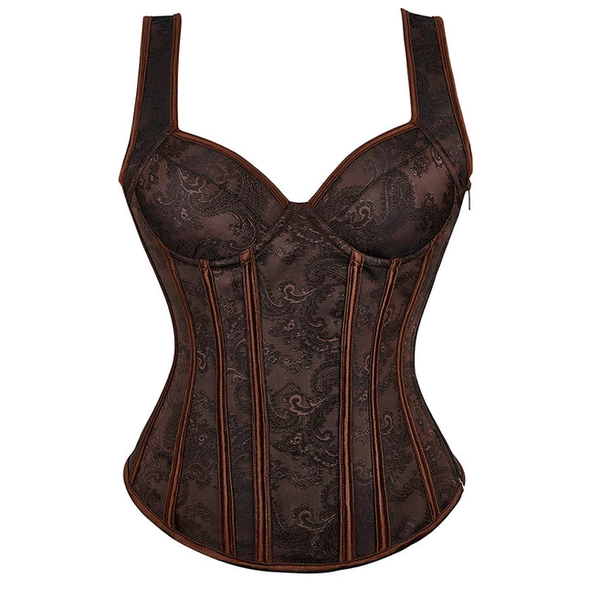 Bustier Top Vest Shaper Overbust Corset Embroidery Flower Burlesque Lingerie Gothic Clothing Corsage