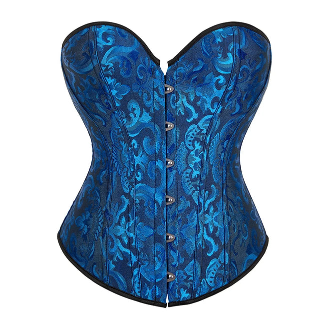 Women Sexy Floral Corset Top Overbust Exotic Vintage Jacquard Bustier Slim Body Shaper Lace Up Corselet Lingerie Plus Size