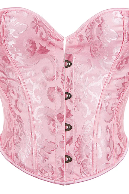 4 Busk Short Torso Overbust Corset Women Floral Jacquard Waist Bustier Crop Top Plus Size