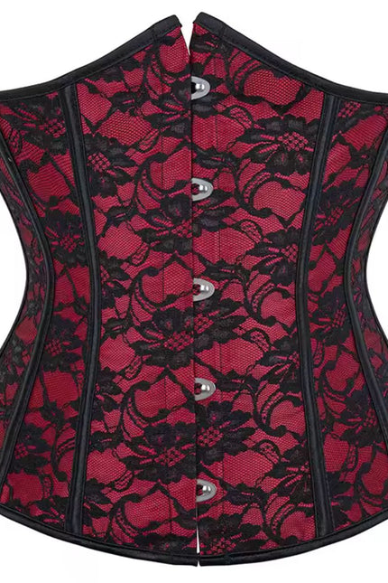 Floral Lace Underbust Corset – Red Gothic