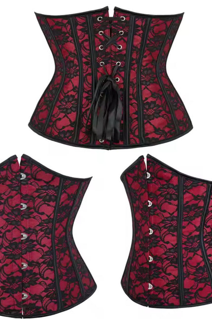 Floral Lace Underbust Corset – Red Gothic