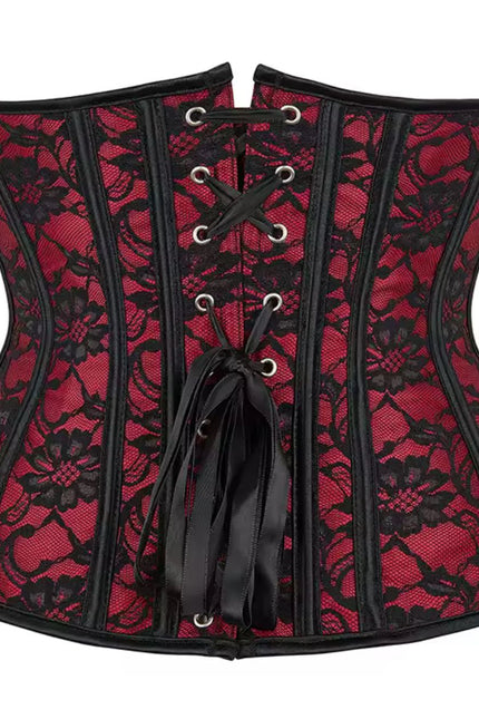 Floral Lace Underbust Corset – Red Gothic