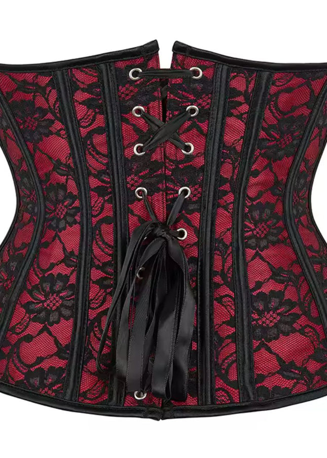 Floral Lace Underbust Corset – Red Gothic